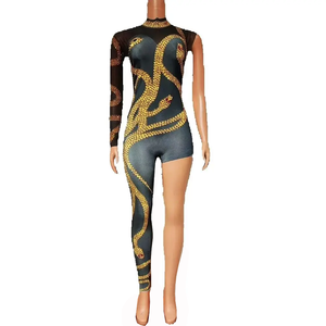 Combinaison scintillante en strass Spandex/Polyester pour femmes adultes, sexy, pour anniversaire, événement, séance <span class=keywords><strong>photo</strong></span>, chanteuse, <span class=keywords><strong>danseuse</strong></span>, performance - Product Image 1