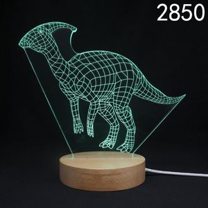 Lámpara acrílica de dinosaurio <span class=keywords><strong>3D</strong></span>, Base de madera, luz LED nocturna, decorativa, mesita de noche, gran oferta - Product Image 2