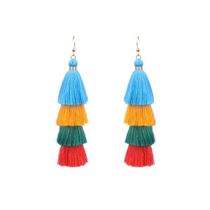 Pendientes bohemios con borlas para mujer, joyería colorida con flecos en capas para fiesta, accesorios de moda - Product Image 5