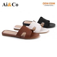 Chaussures pour femmes, pantoufles, sandales plates en forme de H, respirantes, perforées, à bout ouvert, faciles à enfiler, pour l'été, la plage, décontractées