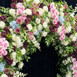 Modern Silk Handmade Multi-Tone Mixed Floral Arch Bridal Shower Photo Booth <b>Decor</b> - Product Image 2