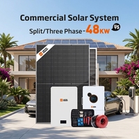 Système solaire photovoltaïque triphasé résidentiel 48 kW 100 kWh avec onduleur hybride et batterie au lithium pour toit de maison