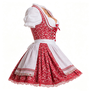 <span class=keywords><strong>Traje</strong></span> de <span class=keywords><strong>Oktoberfest</strong></span> para <span class=keywords><strong>Hombre</strong></span>, Vestido Mini Dirndl de Poliéster Rojo con Estampado Floral, Disfraz Tradicional Bávaro Alemán para Festival de la Cerveza con <span class=keywords><strong>Traje</strong></span> - Product Image 3