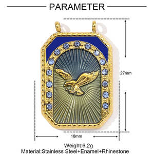 Hongtong AC-134 Edelstahl Vintage <span class=keywords><strong>Tarot</strong></span> glänzend Zirkon Rechteck DIY Herstellung Schmuck Charms Zubehör Großhandel Anhänger - Product Image 2