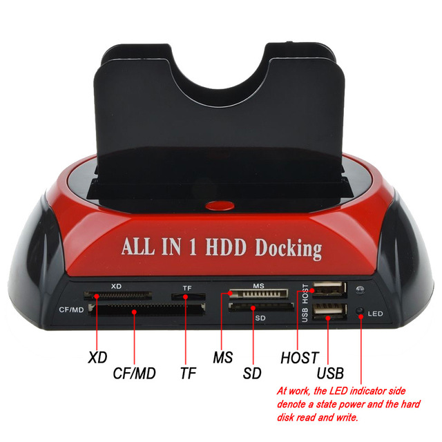 Dual Use IDE SATA 2.0 Hard Drive Dock Serial Parallel Port 2.0 Card Reader High Speed Data Transmission Factory Wholesale