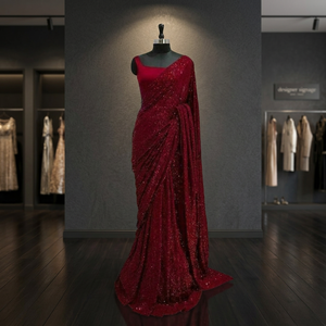Saree de séquence de créateur traditionnel exclusif avec chemisier Banglori Sari en soie fantaisie pour les femmes pour la fête Mode d'exportation indienne - Product Image 2