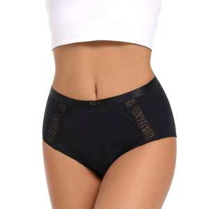 Culottes pour femmes, 4 couches absorbantes, culottes de règles taille haute, anti-fuites, en nylon, pratiques, vente en gros, grandes tailles, noires, pour femmes adultes - Product Image 3