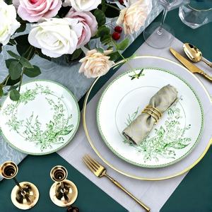 Juego de Vajilla de Cerámica con Diseño de Plantas Personalizado de Alta Calidad, Platos Base Ecológicos de Color Personalizado de 12 Pulgadas para Restaurante - Product Image 3