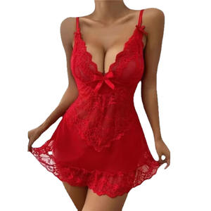 Precio OEM Plus Size Lace Suspenders Solid Triangle Cup Camisón <span class=keywords><strong>2</strong></span> piezas Conjunto de ropa de dormir para mujer - Product Image 5