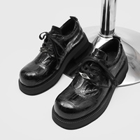 Chaussures Derby pour hommes à semelle épaisse, bout robuste, en cuir véritable, style britannique, chaussures décontractées pour le quotidien