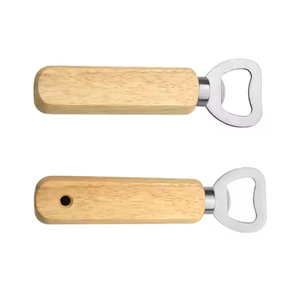 Ouvre-bouteille de bière à manche en bois Ouvre-bouteille en bois massif Ouvre-boîte en acier inoxydable LOGO personnalisé - Product Image 2