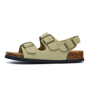 Sandalias Clásicas de Tres Tiras con Correa en el Tobillo, Superficie de Gamuza Mate, Plantilla de Corcho, Suela Antideslizante, Calzado Casual de Verano para Uso Diario - Product Image 5