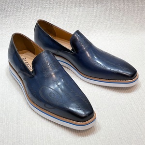 2026 Trendy Men's Leather Casual Shoes Green <b>Flat</b> Bottom Shoes Handmade Classic Loafers Office Banquet Shoes - Product Image 2