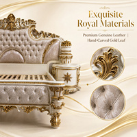 Ensemble de meubles de chambre à coucher de style européen, lit double en bois sculpté de style baroque royal avec tête de lit