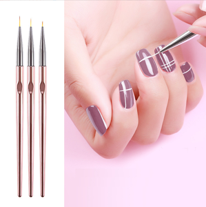 Rose Gold Handle Nylon Hair Nail Fine Liner Brush UV Gel Polish Painting <b>Pen</b> for Professional Manicure Art - Product Image 5