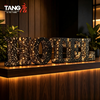 Enseigne LED 3D haut de gamme en acier inoxydable effet miroir, ciel étoilé, lettres lumineuses personnalisées à 5 faces, pour publicité et décoration de parcs