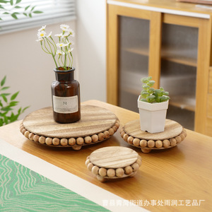 Wooden Bead Tray Round Multi Piece Set For Bathroom Organization And <b>Home</b> Decor Chinese Fir Rustic Style - Product Image 1
