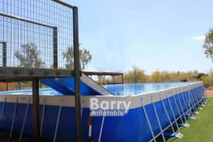 Perro de rescate volando alto <span class=keywords><strong>en</strong></span> deporte de buceo <span class=keywords><strong>en</strong></span> muelle Competición con muelle Perros con marco de metal de acero sobre el suelo piscina - Product Image 4