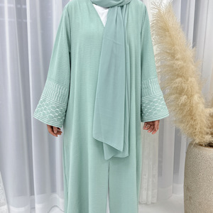 Abaya produsen pakaian Islami gaun wanita Jazz bordir Muslim Palestina kefiyeh Abaya kardigan Muslim wanita - Product Image 3