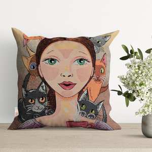 Royal <span class=keywords><strong>Cat</strong></span> Print Kissen bezug Baumwolle Tier Kissen bezug Eleganter Kissen bezug - Product Image 4