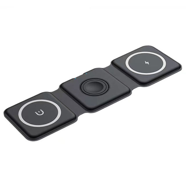 Ilepo CE FCC ROHS 3 in 1 Wireless Charger Charging Station Foldable Fast Charger for Mobile Phone Watch Earphone