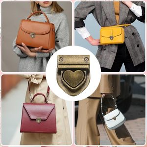 Heart Tuck Lock Clasp Catch PCS <b>Metal</b> Purse Thumb Lock Buckle Fasteners Use For DIY Craft <b>Wallet</b> Bag Leather Handbags Making Bro - Product Image 2