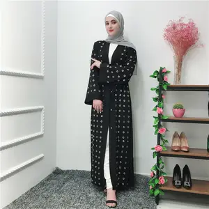 Kimono Dubai Wanita, Pakaian Lengan Panjang Polka Dot Islami Dubai Abaya Mode Keluaran Baru 2019