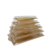 Plateau en plastique pour la restauration JS-0072, vente en gros, qualité alimentaire, petit plateau pour desserts, pâtisseries, cornichons, salades, apéritifs, avec couvercle transparent
