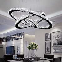 Lustre rond moderne en cristal LED pour la maison et le bureau, hauteur réglable, intensité variable, acier inoxydable chromé