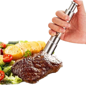 Moulins à Poivre et à Sel Manuels Portables en Acier Inoxydable, Nouveau Design à Pousser au Doigt, Idéaux pour la Cuisine et le Barbecue (Vente en Gros) - Product Image 1