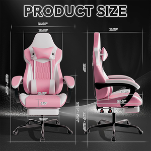 Chaise de jeu économique pour fournisseurs, avec logo personnalisé, chaise PC avec repose-pieds et base en acier pour adolescents et salles de jeu - Product Image 3