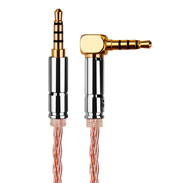 HiFi 90 Degree 3.5 mm TRRS 4 Pole Aux Cable Audio Cable Car Patch Cable 3.5mm Male to 3.5mm Male Cores Silver+Copper