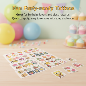 Pegatinas de tatuajes temporales impermeables con diseños de dibujos animados de animales para la cara y el cuerpo de los niños - Product Image 3
