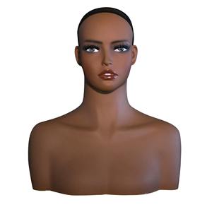 Peluca de color piel, modelo de cabeza de maniquí, <span class=keywords><strong>persona</strong></span> negra con hombros dobles - Product Image 5