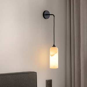Lámpara de pared de mármol con LED E27, acabado bronce, para dormitorio, sala de estar, estudio - Product Image 2