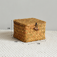 Paniers de rangement écologiques en jonc de mer naturel tressé avec housse anti-poussière pour ustensiles de cuisine et organisateur de collations