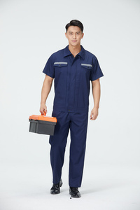 Uniforme de <span class=keywords><strong>Trabajo</strong></span> 100% Algodón, Venta al Por Mayor de Fábrica, Ropa Industrial Personalizada de Manga Corta, Traje de <span class=keywords><strong>Trabajo</strong></span> de Verano - Product Image 5