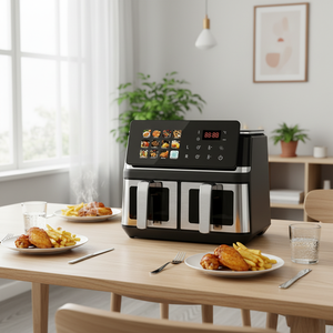 <span class=keywords><strong>Friteuse</strong></span> à air grande capacité avec fenêtre de visualisation, multifonctionnelle et intelligente, 12L, <span class=keywords><strong>double</strong></span> compartiment, 2000W, pour usage domestique - Product Image 1