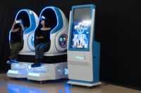 Simulateur de réalité virtuelle 9D VR en fibre de verre, fauteuil œuf 2 places, pour parc d'attractions, type montagnes russes
