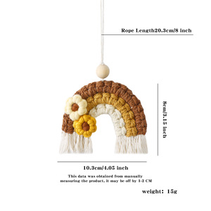 Petit décor de pépinière fait main <span class=keywords><strong>arc</strong></span>-<span class=keywords><strong>en</strong></span>-<span class=keywords><strong>ciel</strong></span> fleur forme macramé tissé tenture murale Boho enfants <span class=keywords><strong>chambre</strong></span> décoration gland cadeau EH2412100 - Product Image 6