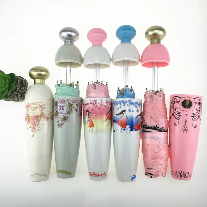 DD1426 Cute Sunny Princess Umbrella Business Gift Customize Logo Rain Umbrella 5 Folding Perfume Bottle Umbrella