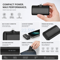 Batterie externe portable S&C BAT Mini 5000 mAh haute capacité, charge rapide 22,5 W, entrée/sortie Type-C, batterie Li-polymère pour téléphone