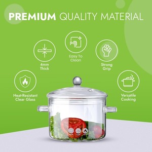 Ensemble de casseroles en verre résistant à la chaleur pour pâtes, soupes, lait, sain pour la nourriture des bébés, sans plomb - Product Image 6