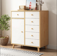 Armoire de rangement moderne à 6 tiroirs sur pied avec design éco-responsable pour salon et chambre à coucher