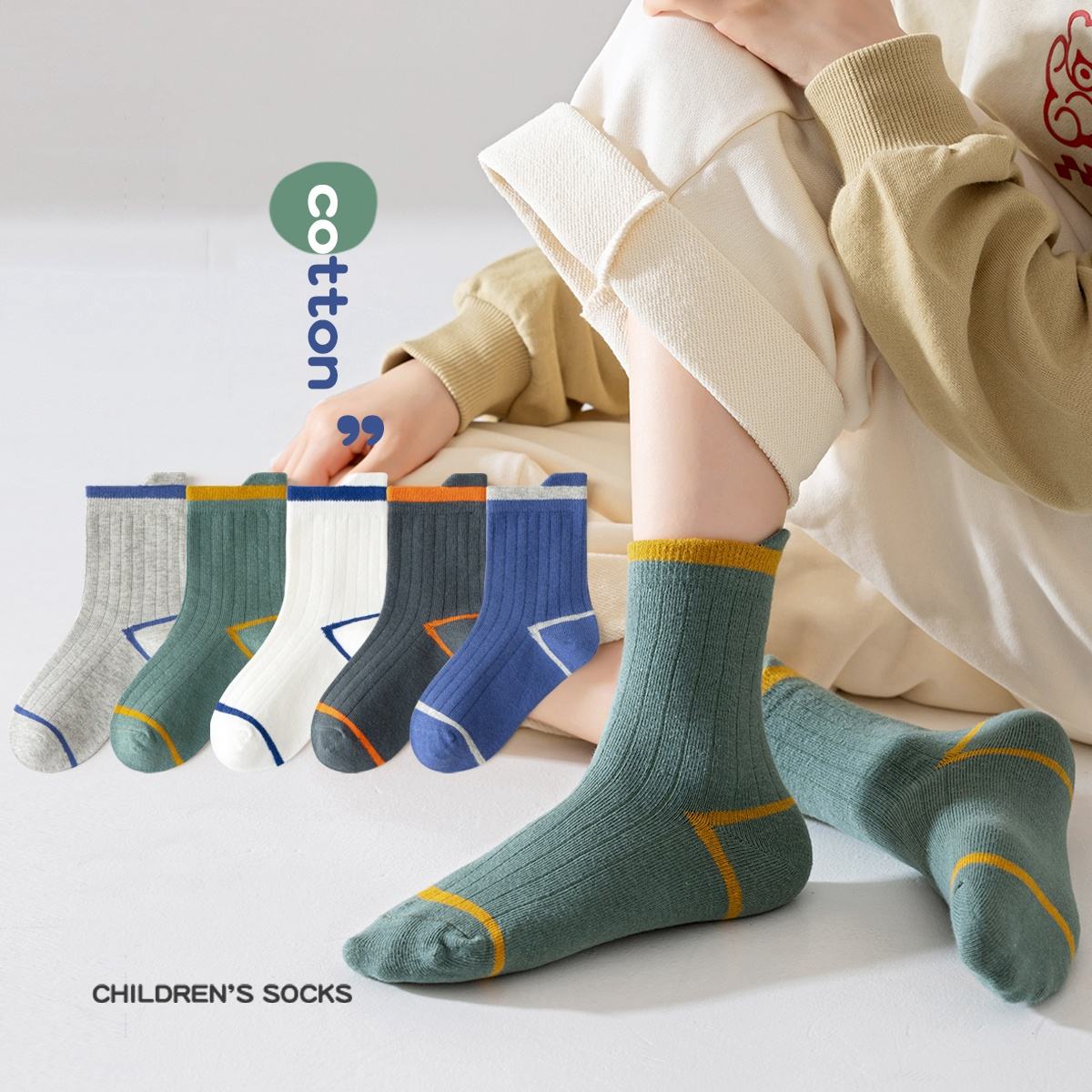 Boys Children Funny Designer Sports/Running/Athlete Striped/Classic Cotton Crew Unisex Kids Socks Wholesale