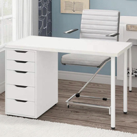 Bureau d'étude simple et pratique avec 5 tiroirs, bureau d'ordinateur moderne de style nordique blanc, bureau à domicile, petit poste de travail personnalisé, surface en bois