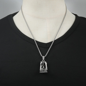 yunnique Stainless Steel Boxing <b>Glove</b> Pendant Necklace For Men <b>Silver</b> Color Geometric Design Chain 3.0*60cm - Product Image 4