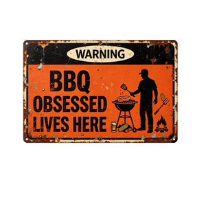 <span class=keywords><strong>Plaque</strong></span> murale en métal rétro « Attention : des vies passionnées par le barbecue résident ici » – Décoration murale pour la grotte du homme, le jardin, ou comme cadeau pour les amateurs de barbecue - Product Image 2