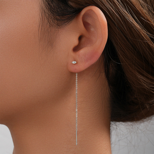 CANNER - Aretes Largos de Plata de Ley S925 con Forma de Corazón Rectangular y Circonitas, para Mujer, Regalo - Product Image 5