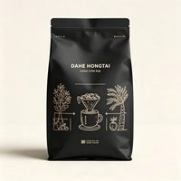 Sachet à café à fond plat imprimé sur mesure avec valve et fermeture éclair, sac en aluminium anti-odeur pour grains torréfiés et vente au détail